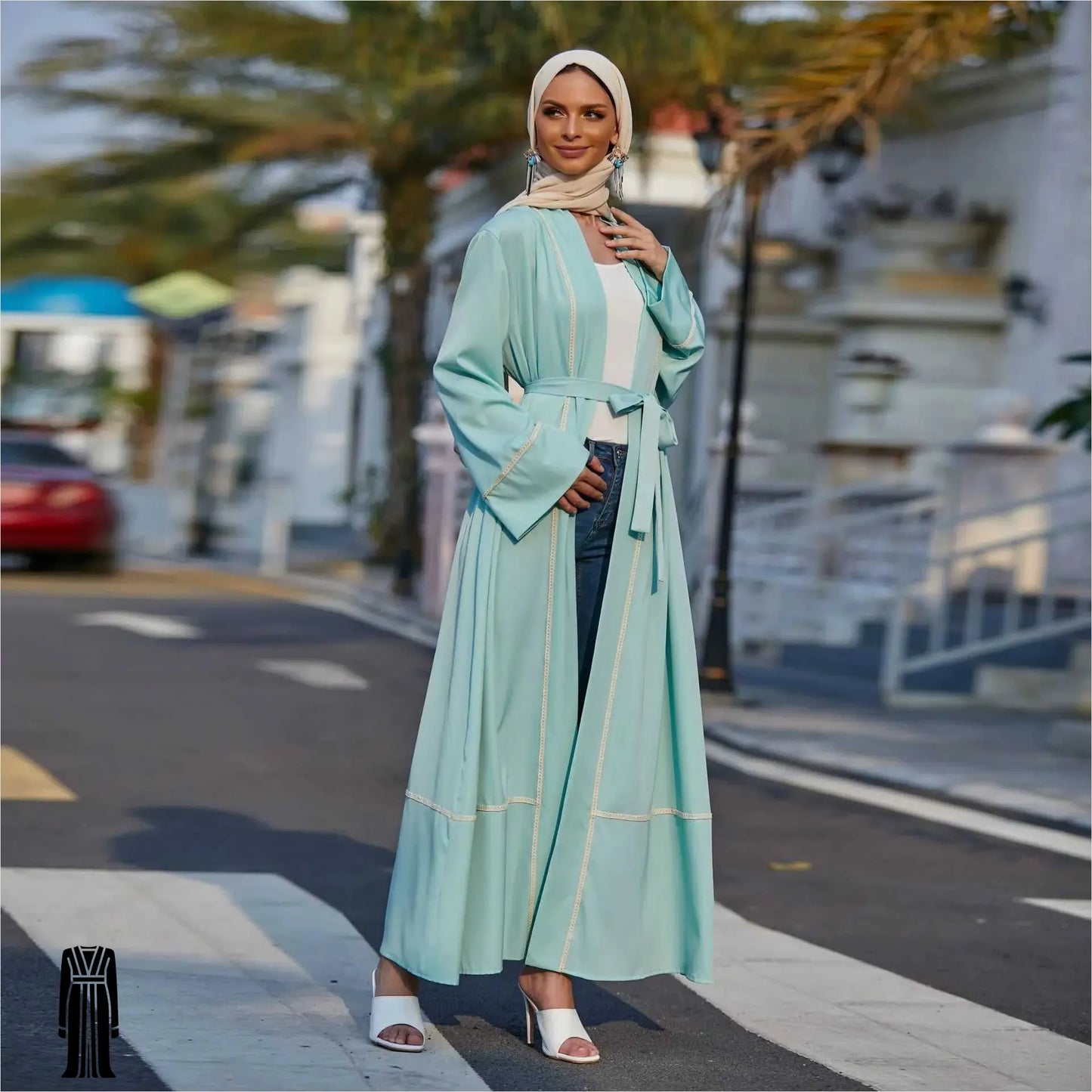 Abaya Dubai Vert d'Eau